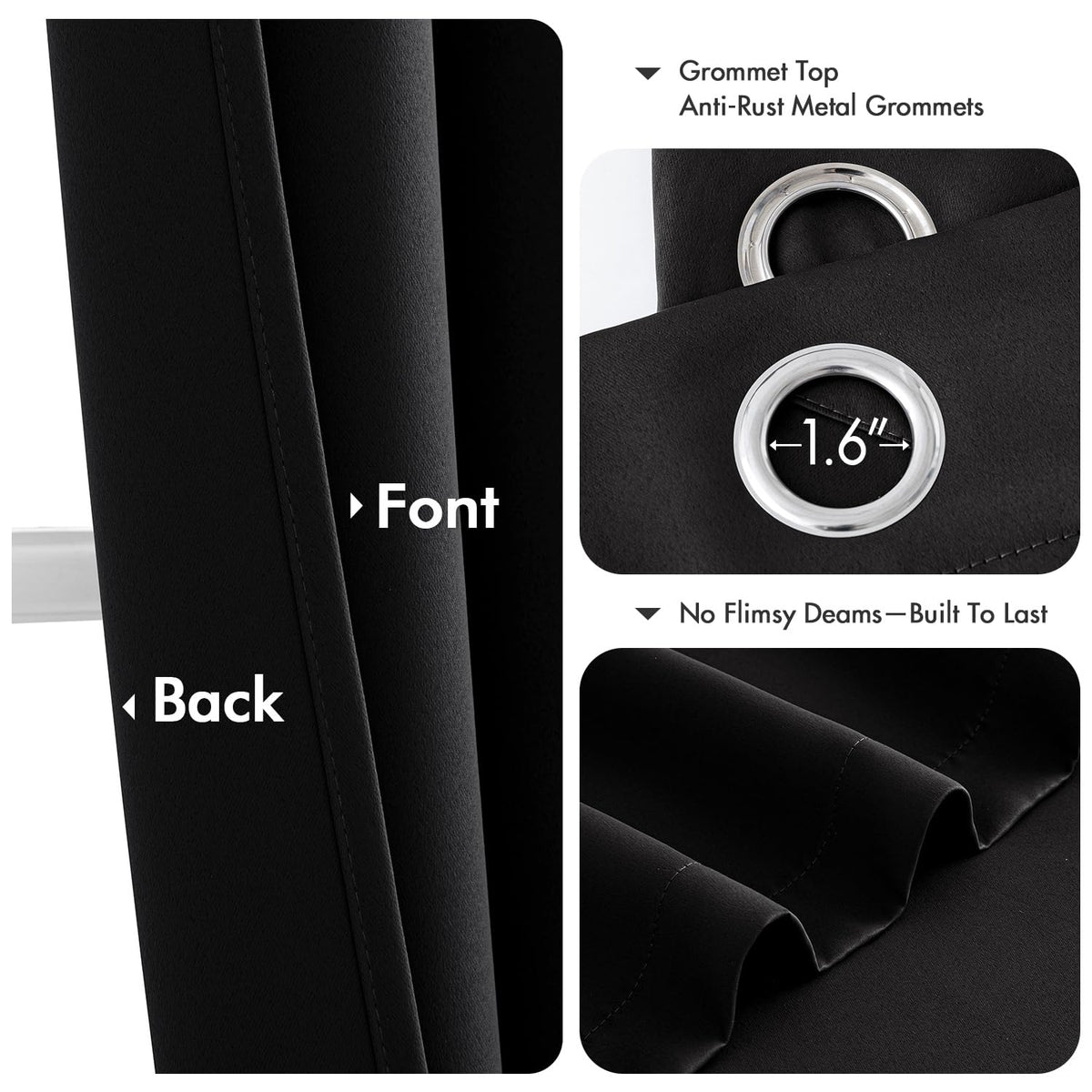 MIULEE blackout curtains feature easy-care, machine-washable fabric for simple maintenance.
