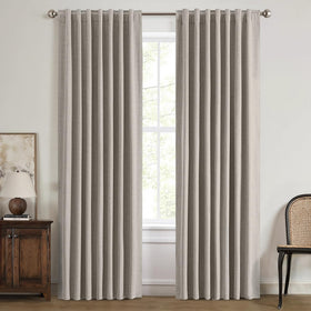 MIULEE blackout curtains greige 42x84 panel closed for pitch-dark sleep environment