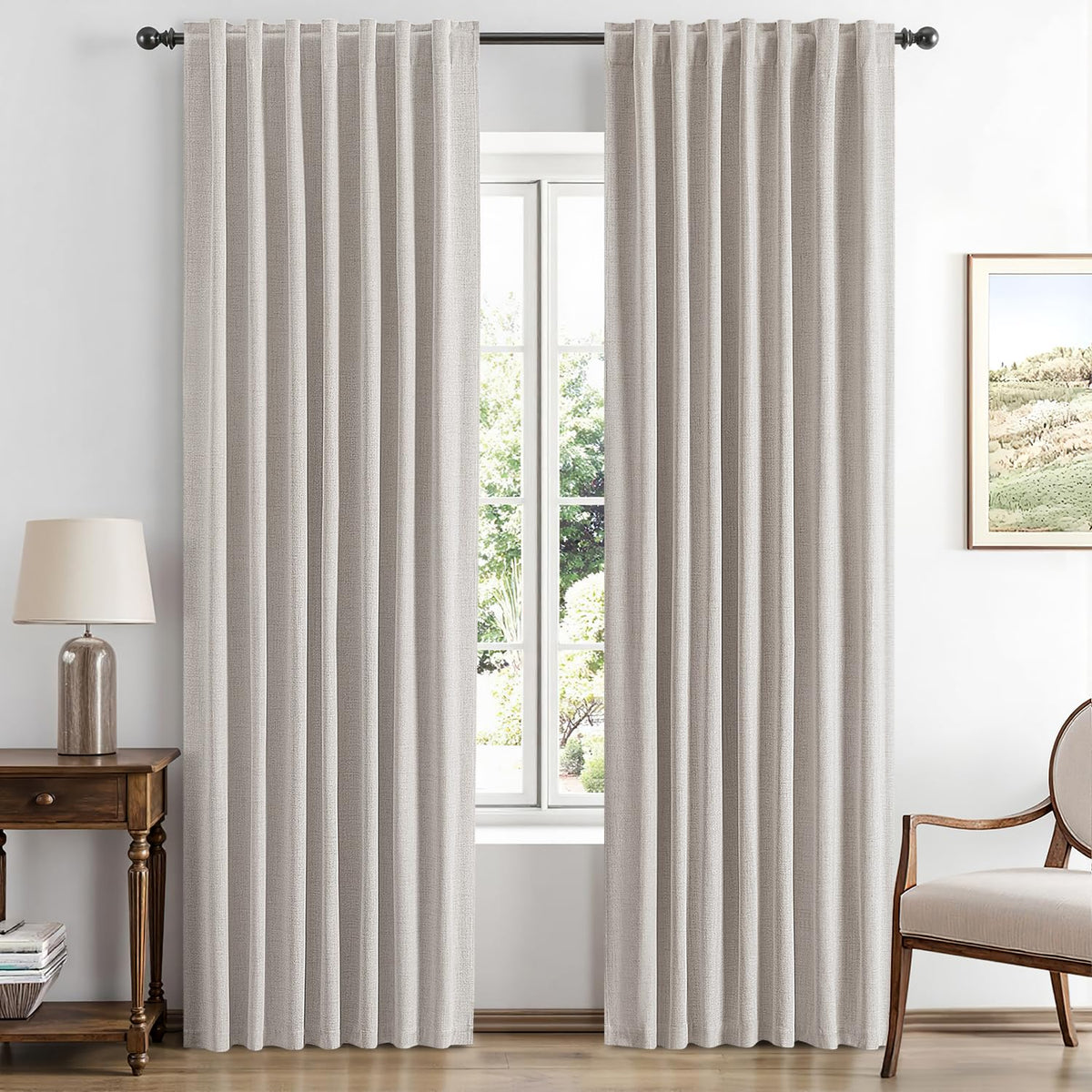 MIULEE blackout curtains, ivory color, 42x84 panels for bedroom privacy and light control.