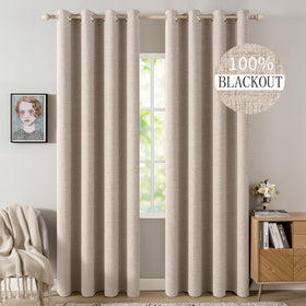 MIULEE blackout curtains linen texture close-up showing premium fabric and light-blocking potential