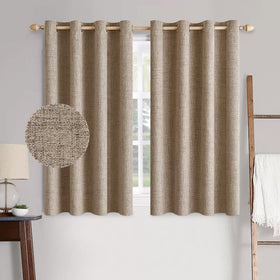 MIULEE blackout curtains in copper brown with linen texture provide room darkening.