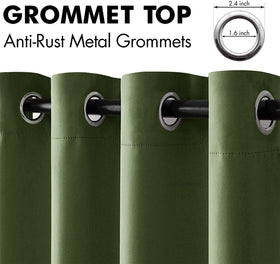 MIULEE olive green 52x84 panel with grommets for easy installation on standard rods.
