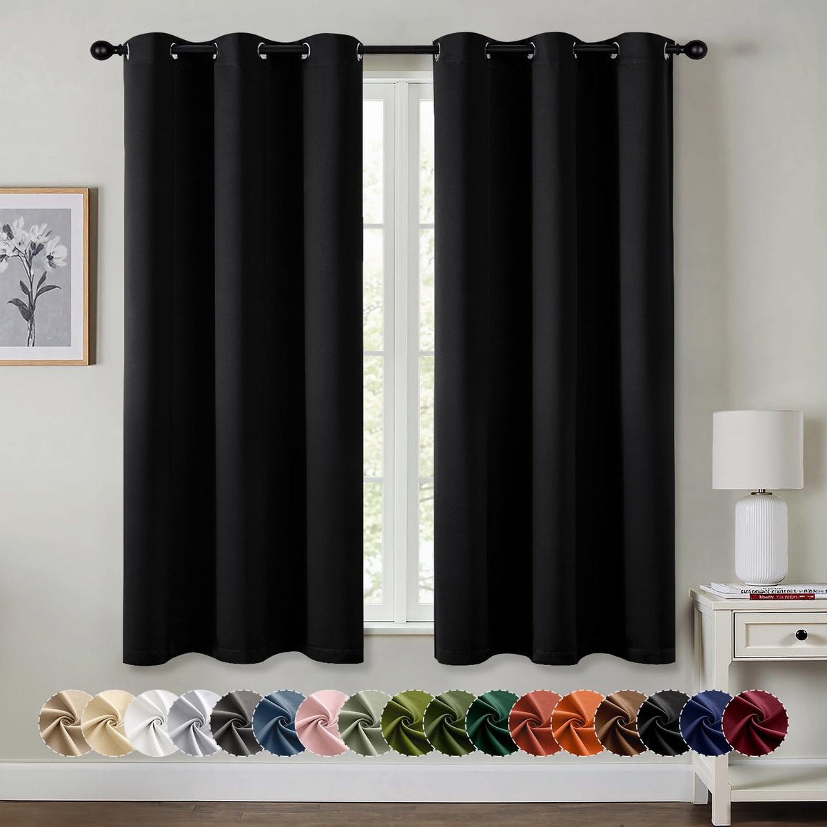 MIULEE blackout curtains pair with 40x68 light blocking panels for deeper room darkness.