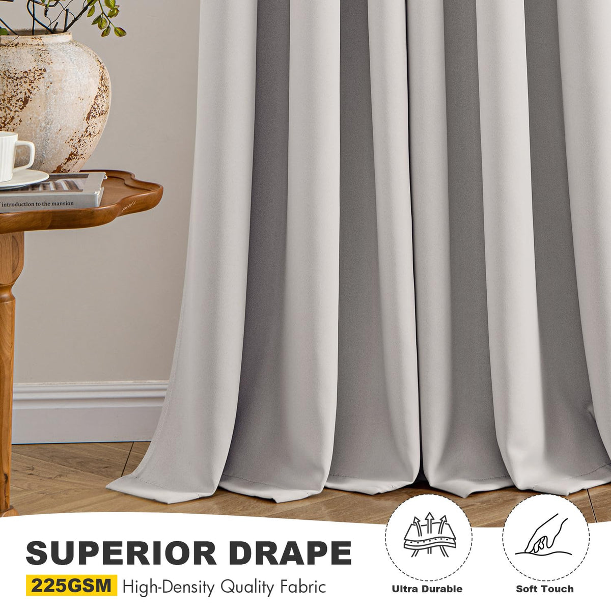 MIULEE curtains silver grommets add sleek detail and easy hanging.