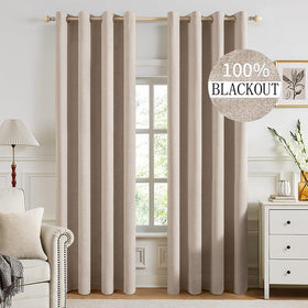MIULEE blackout linen curtains front view for privacy and light control.