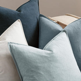 MIULEE blue pillow covers ramie linen close-up texture feels breathable