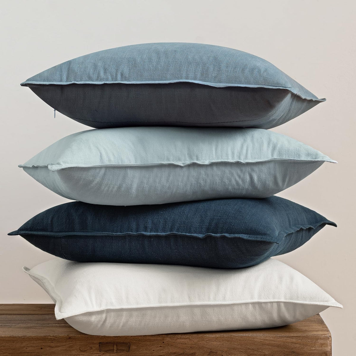 MIULEE blue pillow covers flange edge detail highlights durable stitching