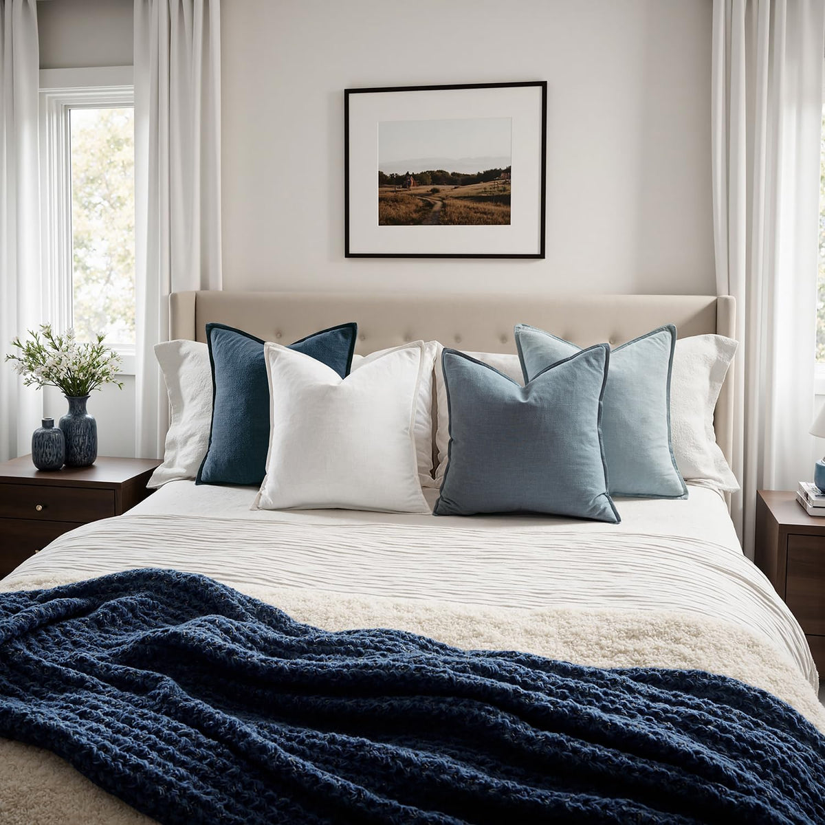 MIULEE blue pillow covers indoor outdoor setup suits any space