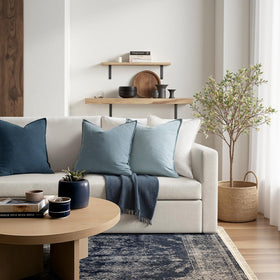 MIULEE blue pillow covers on sofa showcase quick living room refresh