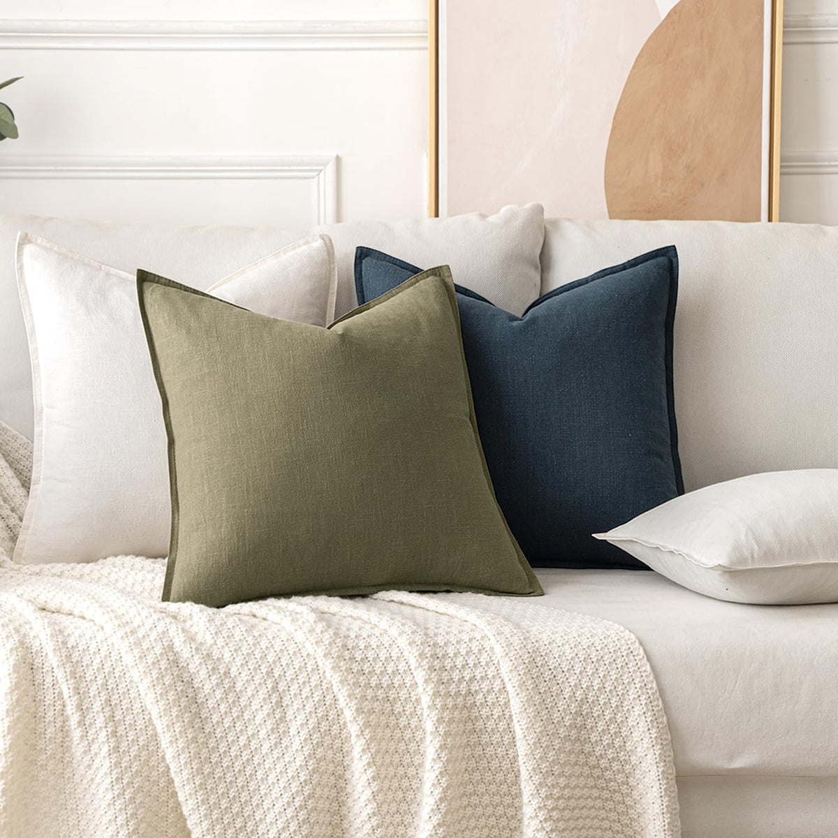 MIULEE boho-farmhouse decor cream pillow cover enhancing neutral living spaces
