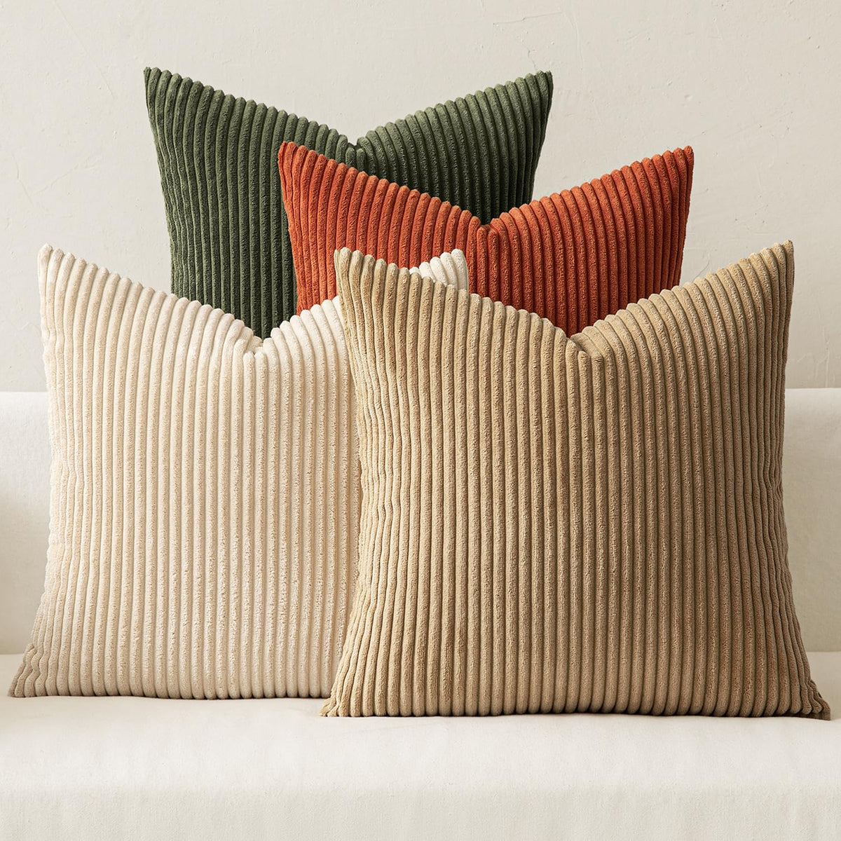 MIULEE boho farmhouse olive-camel corduroy texture close-up for warm living spaces