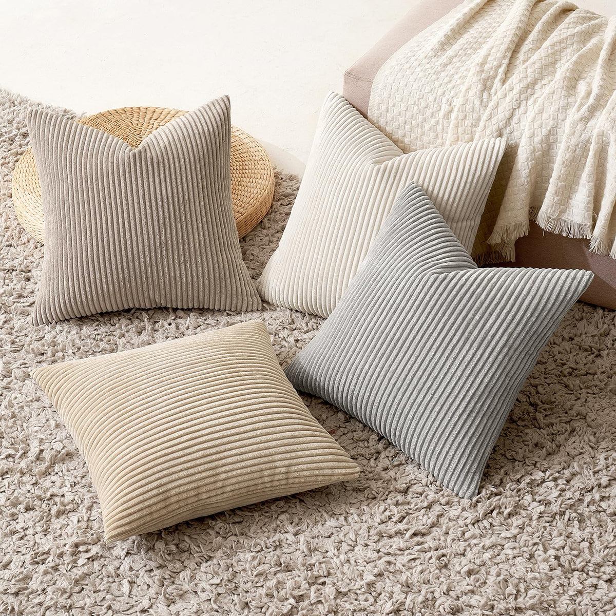 Neutral tan MIULEE covers pair well with Nordic spring decor.