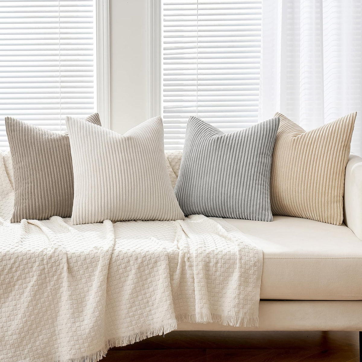 Set of four MIULEE covers simplifies cohesive living room styling.