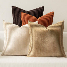 MIULEE boho farmhouse 18x18 pillow cover with stripe texture for chocolate brown decor