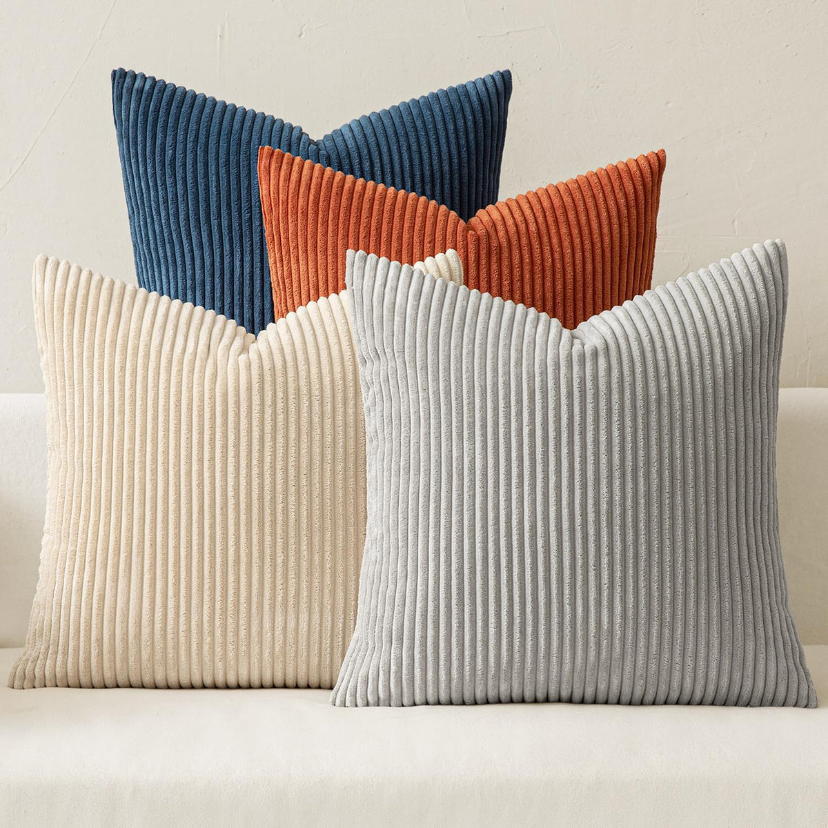 MIULEE Boho Farmhouse pillow cover with stripe design adds stylish texture to any sofa.