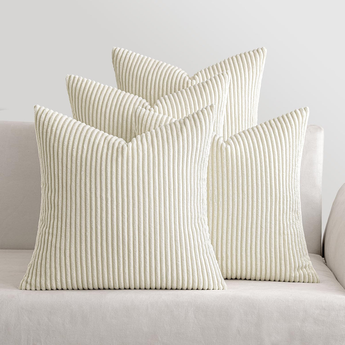 MIULEE boho farmhouse pillow cover cream front view adds subtle elegance to sofas.