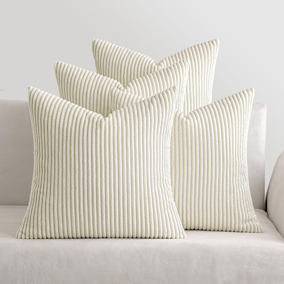 MIULEE boho farmhouse pillow cover cream front view adds subtle elegance to sofas.