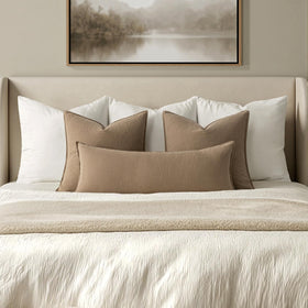 MIULEE pillow cover with flange edges enhances boho-chic look on couch