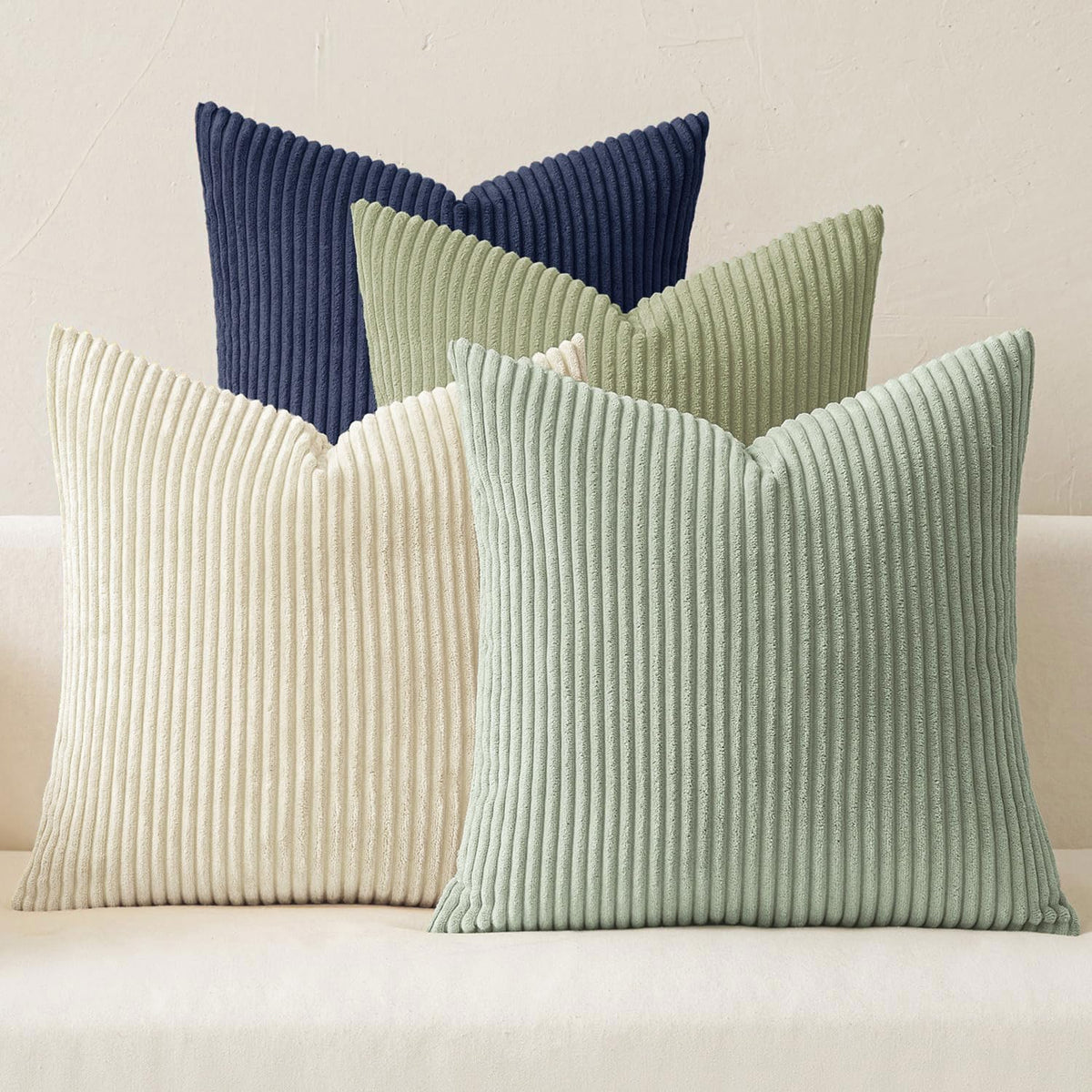 MIULEE boho farmhouse teal pillow cover 18x18 adds subtle texture to living room decor