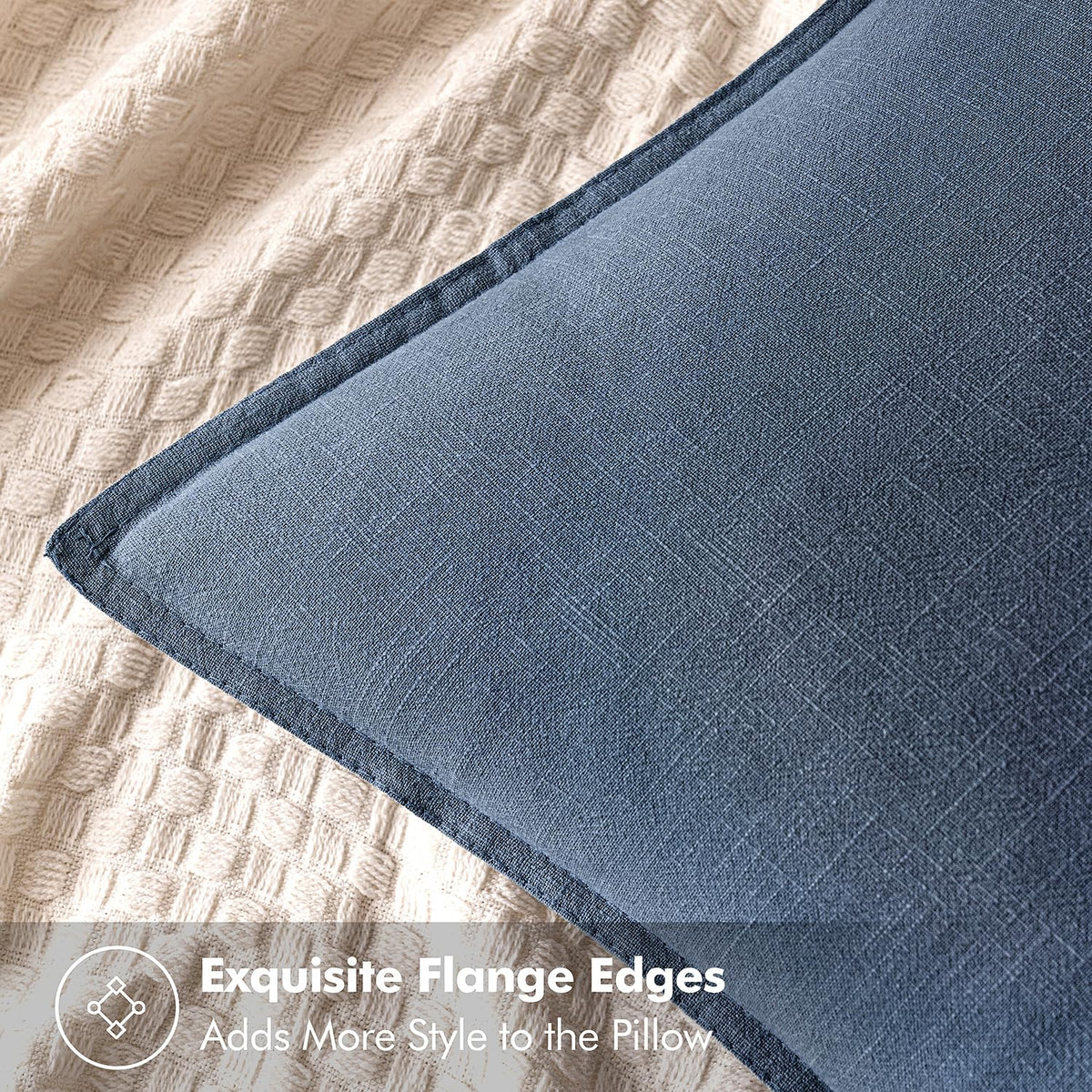 MIULEE boho flange-edge pillow cover in blue ashes elevates any living room decor.
