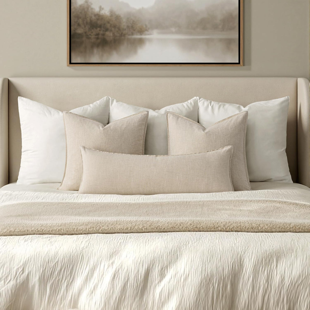 MIULEE boho flange edge pillow cover detail enhances rustic charm in decor.