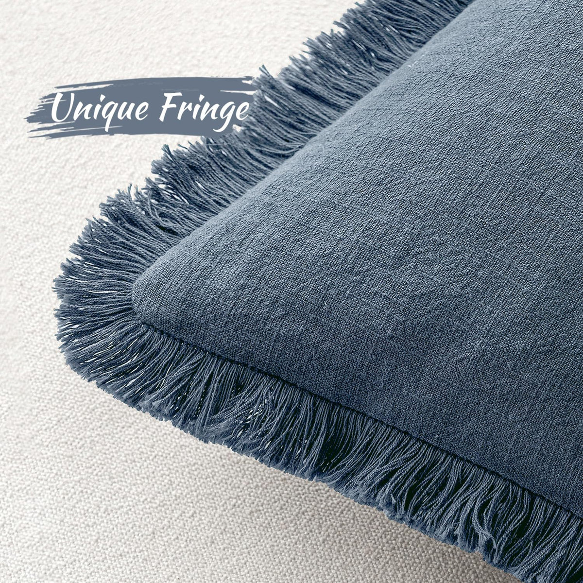 MIULEE boho fringe design pillow cover styled on a sofa setup.