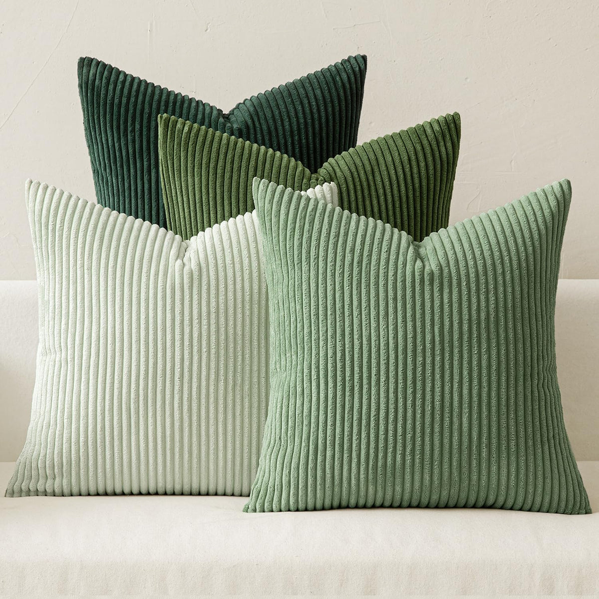 MIULEE Boho sage green pillow cover close-up corduroy texture for cozy decor.