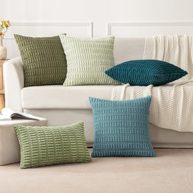 MIULEE boho stripe pillow cover showcases soft corduroy texture for cozy decor.