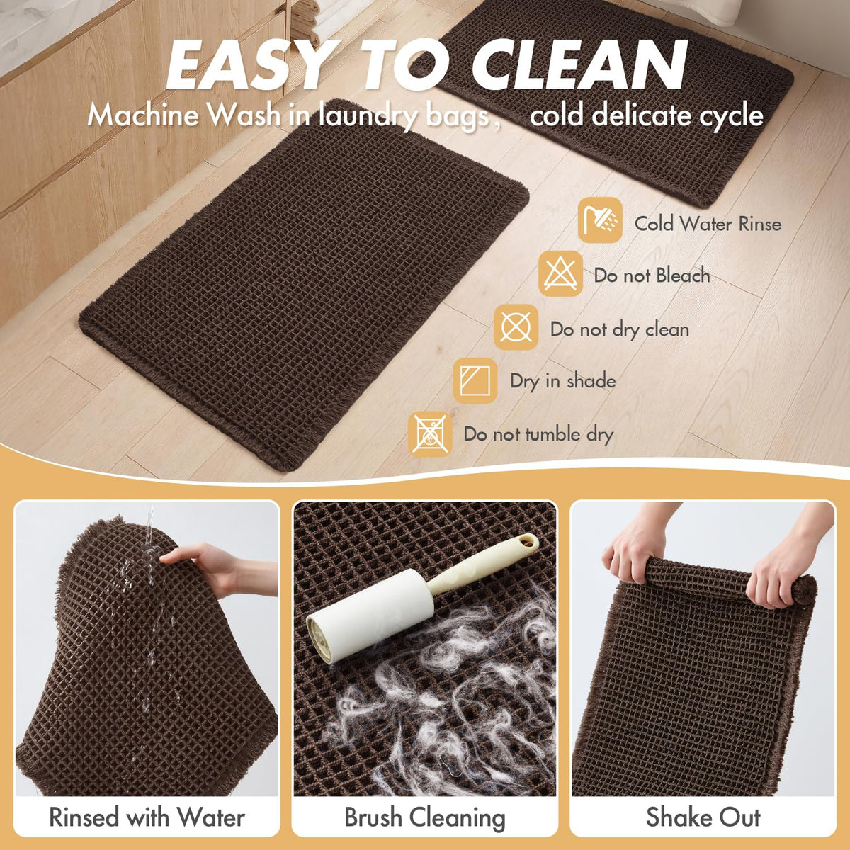 MIULEE boho waffle bath mats set enhances bathroom decor