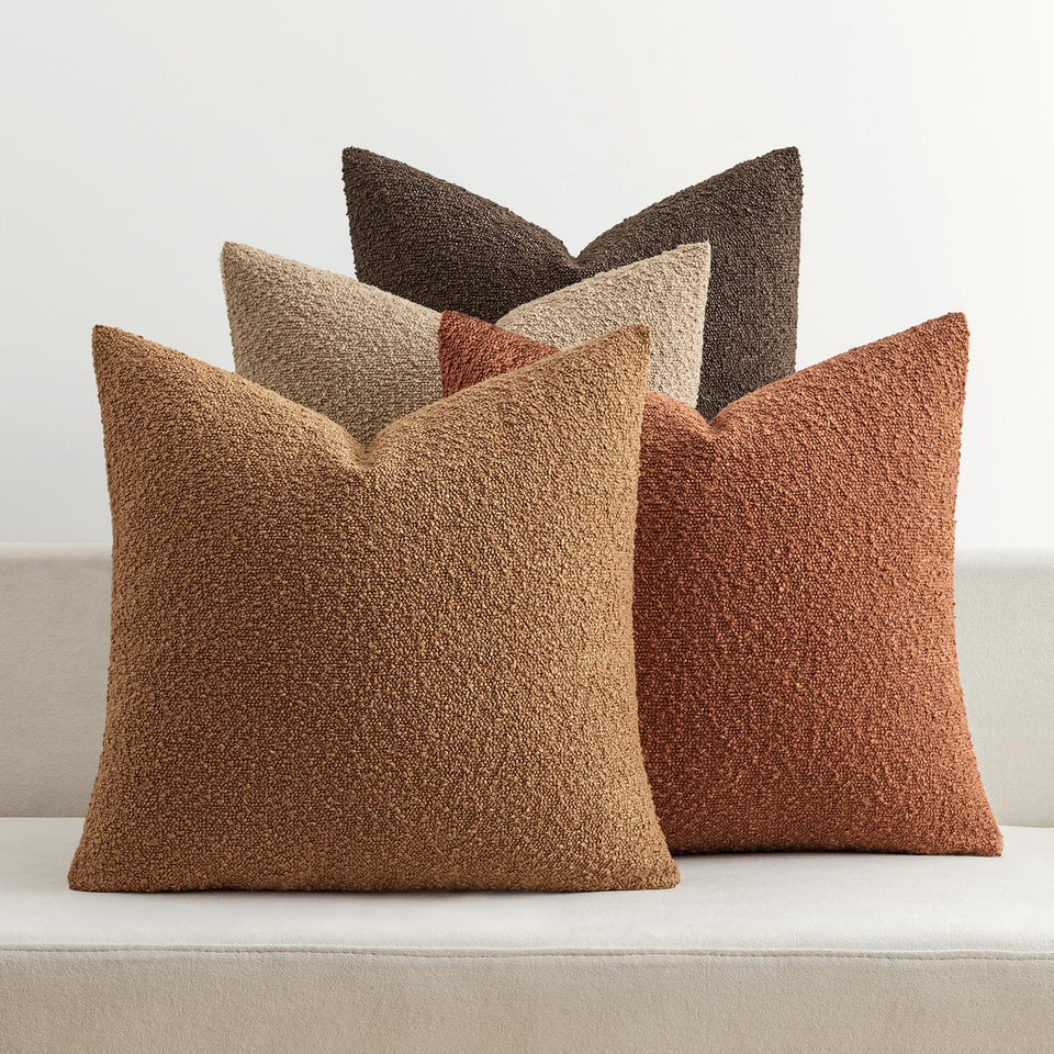 MIULEE Boucle pillow cover 18x18 closeup highlights textured weave and cozy feel.