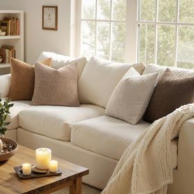 MIULEE Boucle pillow cover edge detail close-up showing precise stitching and finish