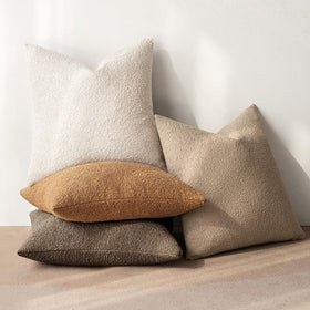 MIULEE Boucle pillow cover on sofa demonstrating soft handfeel and versatile decor