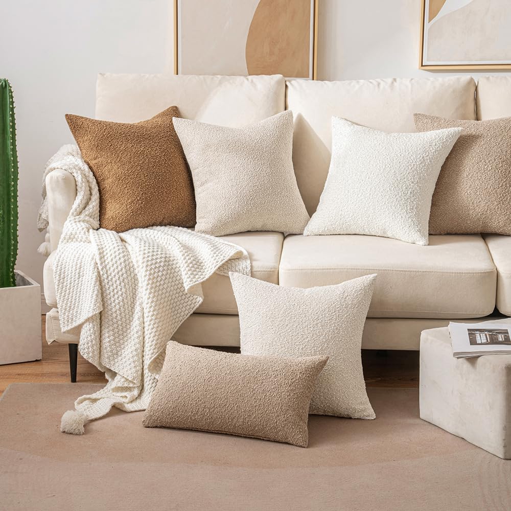 MIULEE khaki boucle cover creates a cozy corner on any chair.