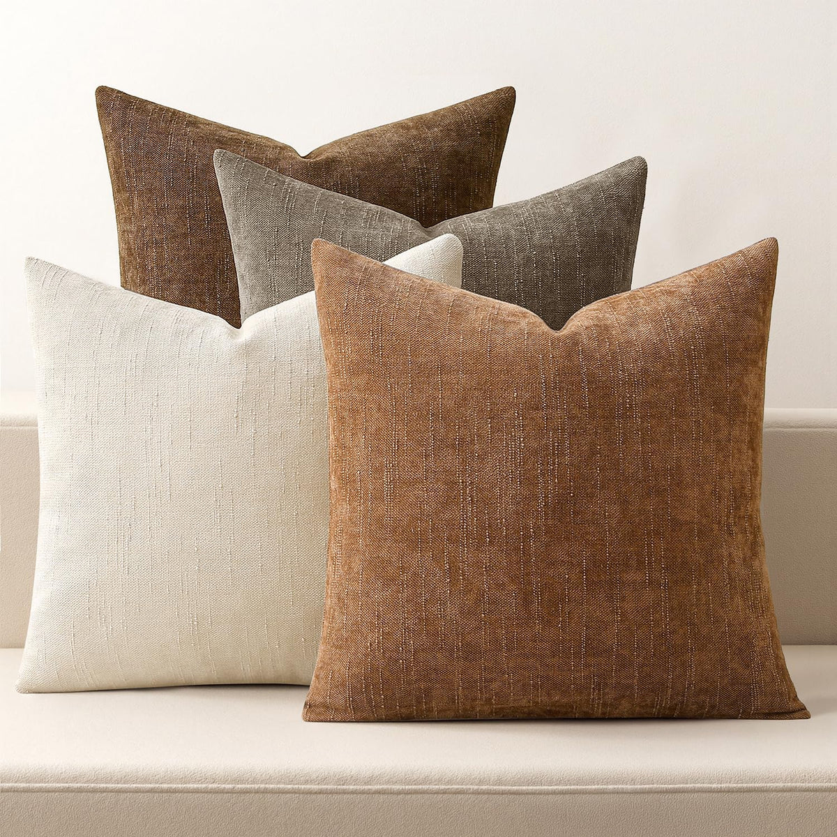 MIULEE brown chenille 20x20 pillow cover front texture for cozy living spaces