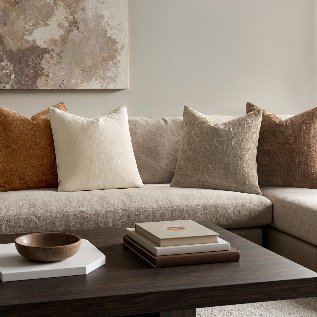 MIULEE brown chenille 20x20 pillow cover with invisible zipper for seamless style