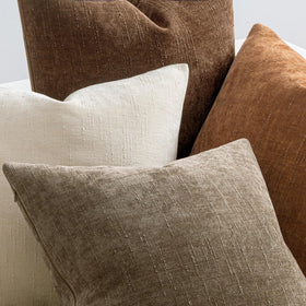MIULEE brown chenille 20x20 pillow cover on sofa enhances seating comfort