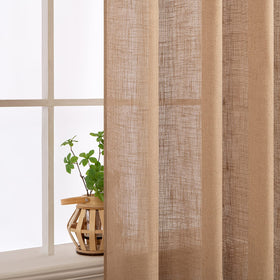 MIULEE brown linen curtains bedroom setup with neutral decor vibe.