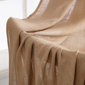 MIULEE brown linen curtains living room scene with two panels.
