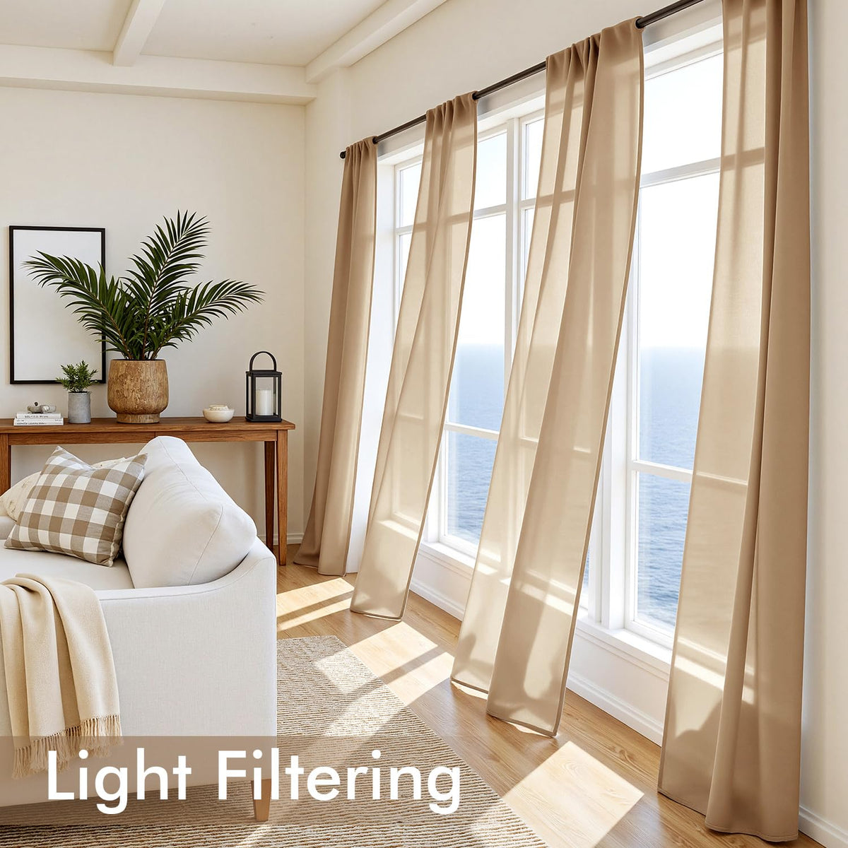 MIULEE sheer panels filter natural light while preserving privacy