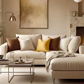 MIULEE brown velvet pillow on sofa enhances living room color and vibe.