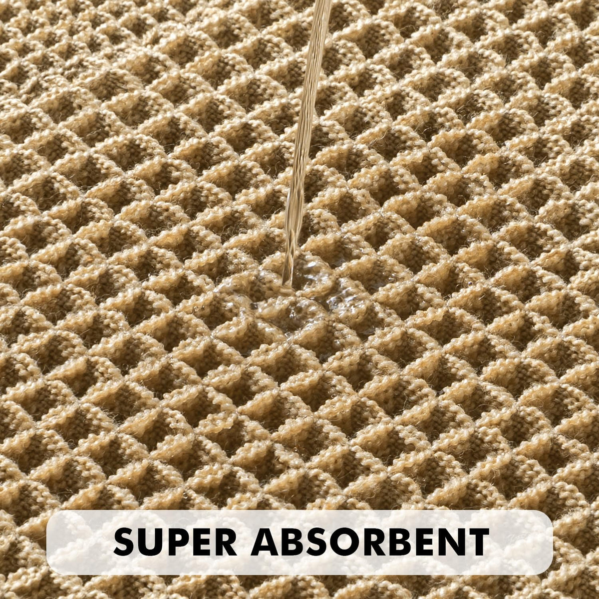 MIULEE brown waffle bath mats close-up texture emphasizing breathable, quick-drying surface.