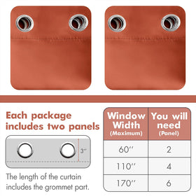 MIULEE 2-panel set suits living room and bedroom windows with a warm burnt orange tone