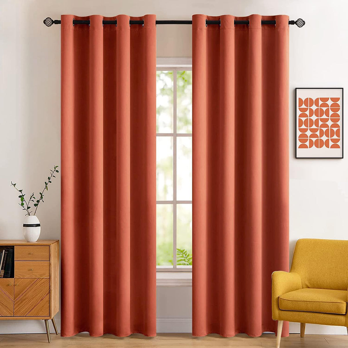 MIULEE burnt orange blackout curtains with grommets block light and add warmth