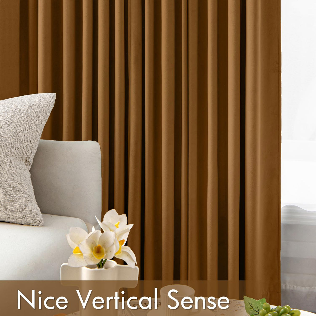 MIULEE Golden Brown Velvet Curtains may show color variation under lighting.