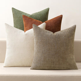MIULEE chenille pillow cover 18x18 with brown-green front texture for cozy spaces