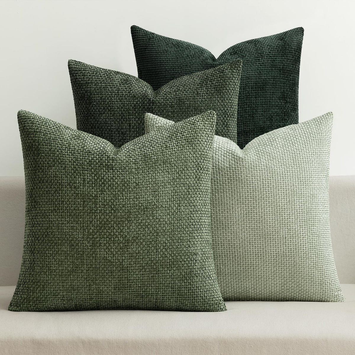 MIULEE chenille pillow cover green close-up shows plush softness for 18x18 cushions