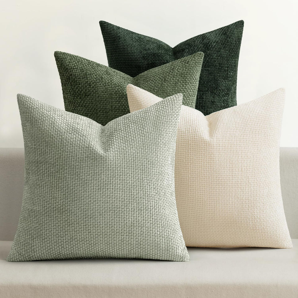 MIULEE chenille pillow cover 18x18 on a sofa adds plush texture to your living room