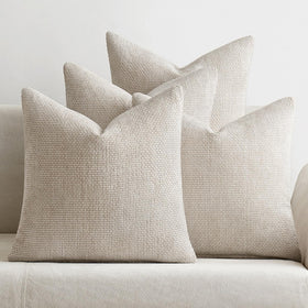 MIULEE chenille pillow cover cream texture close-up for a luxurious lounge feel.