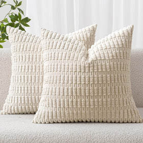 MIULEE corduroy euro sham cream 26x26 front view for cozy living room décor