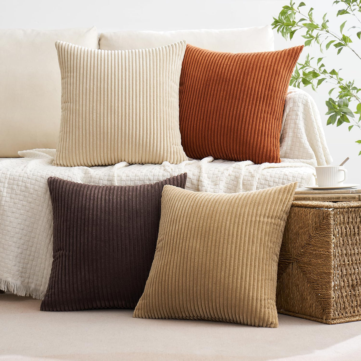 MIULEE corduroy 18x18 pillow cover adds soft comfort to Nordic living rooms